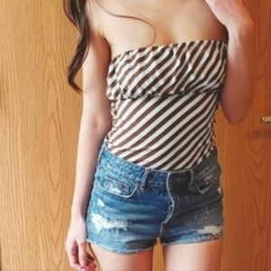 Striped Strapless Top